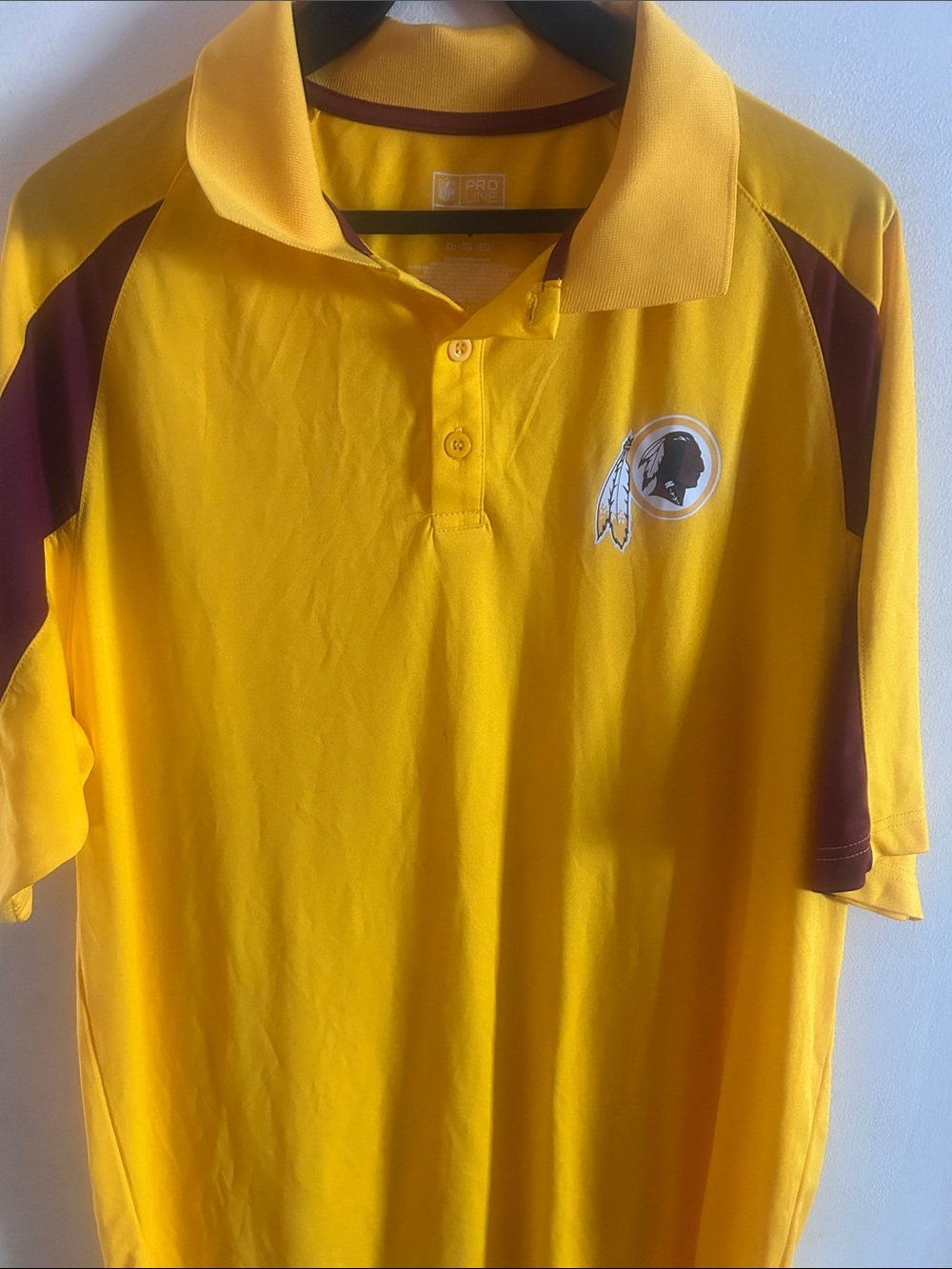 Fanatics Men’s Gold Polo with Burgundy Accents